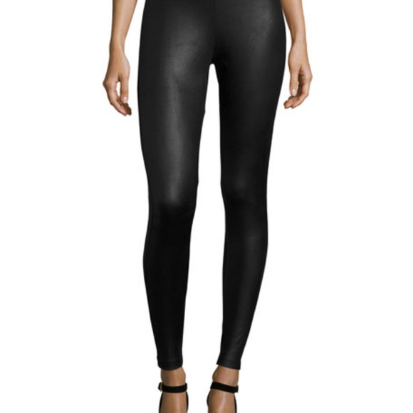 Matty M Black Coated Leather Leggings 